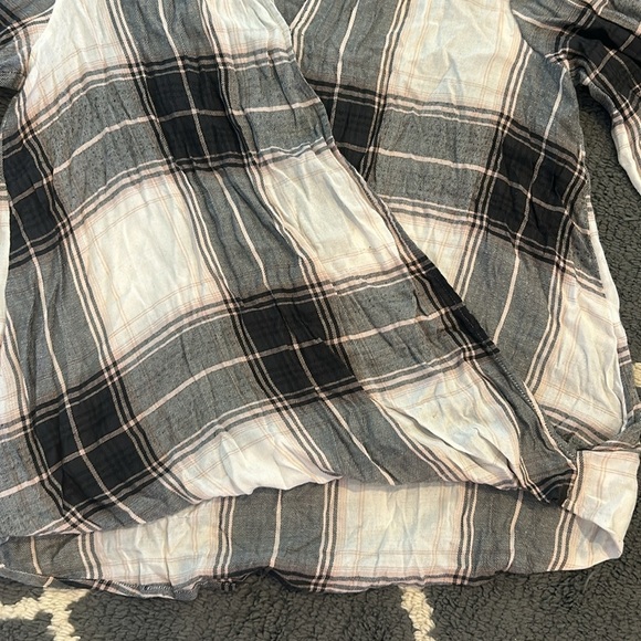 Plaid Crossover Pink and Black Flannel Top - Picture 3 of 6